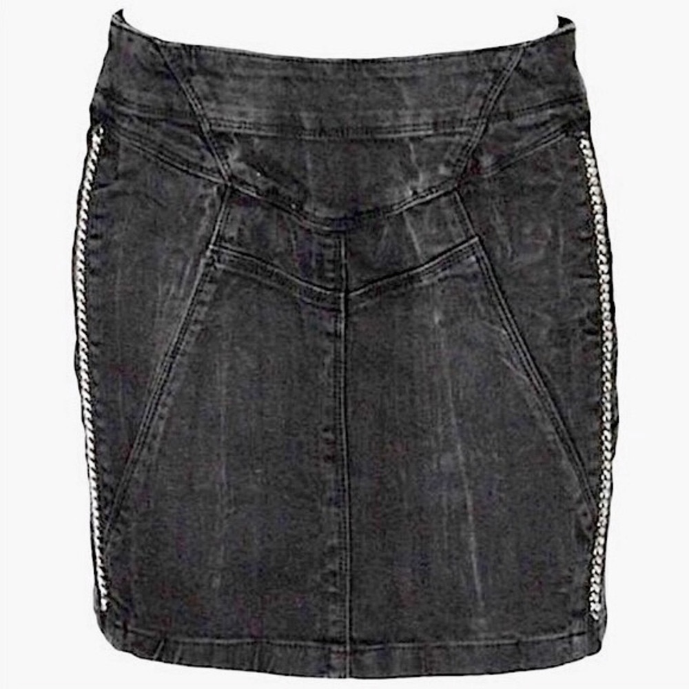 NWOT Blank NYC Black/Grey Denim Mini Moto Skirt